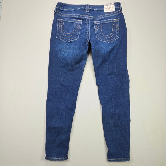 True Religion Jennie Curvy Mid Rise Super Skinny Jeans Dark Wash Women Size 33 - Picture 2 of 12